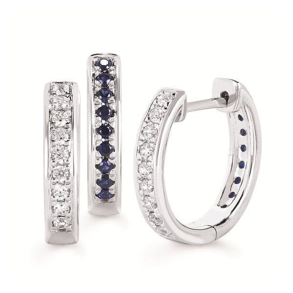 10K White Gold Reversible Sapphire and Diamond Hoops Duke's Jewelers Springville, UT