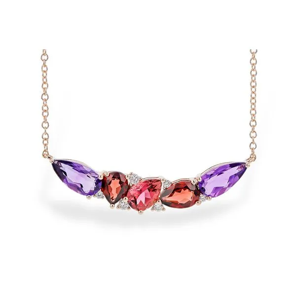 14K Rose Gold Mixed Gemstone Necklace Duke's Jewelers Springville, UT