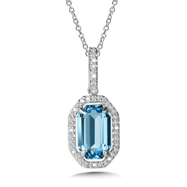 Octogon Swiss Blue Topaz and Diamond Necklace Duke's Jewelers Springville, UT