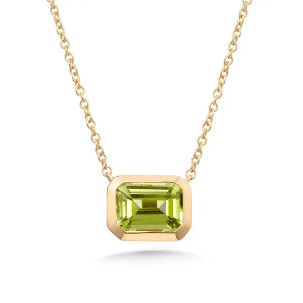 Peridot Emerald Cut Bezel Necklace Duke's Jewelers Springville, UT