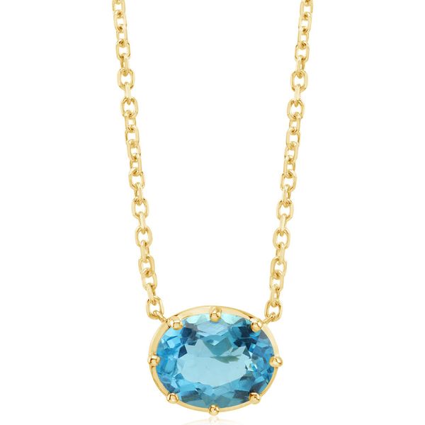 14K Gold Oval Blue Topaz Necklace Duke's Jewelers Springville, UT