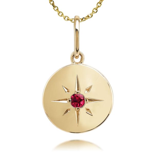 14K Gold Starburst Ruby Round Pendant Necklace Duke's Jewelers Springville, UT