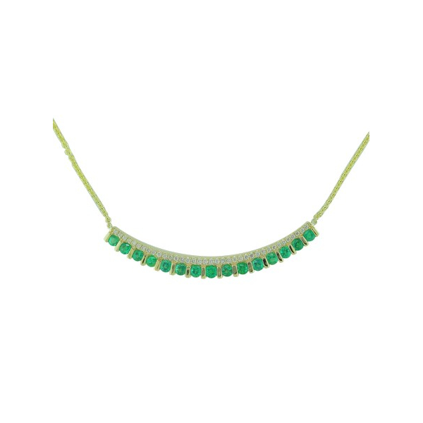 Emerald and Diamond Curved Bar Necklace Duke's Jewelers Springville, UT