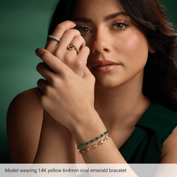 Oval Lab-Grown Emerald Tennis Bracelet Image 2 Duke's Jewelers Springville, UT