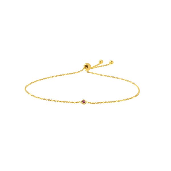 14K Yellow Gold Ruby Adjustable Bolo Bracelet Duke's Jewelers Springville, UT