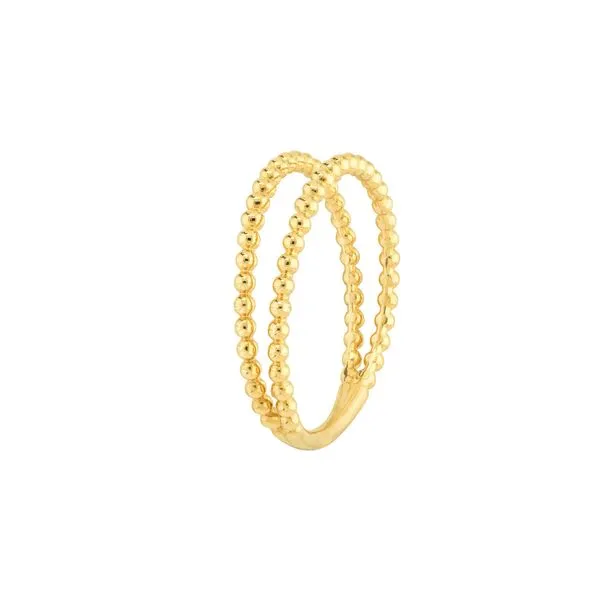 14K Yellow Gold Double Beaded Ring Image 2 Duke's Jewelers Springville, UT