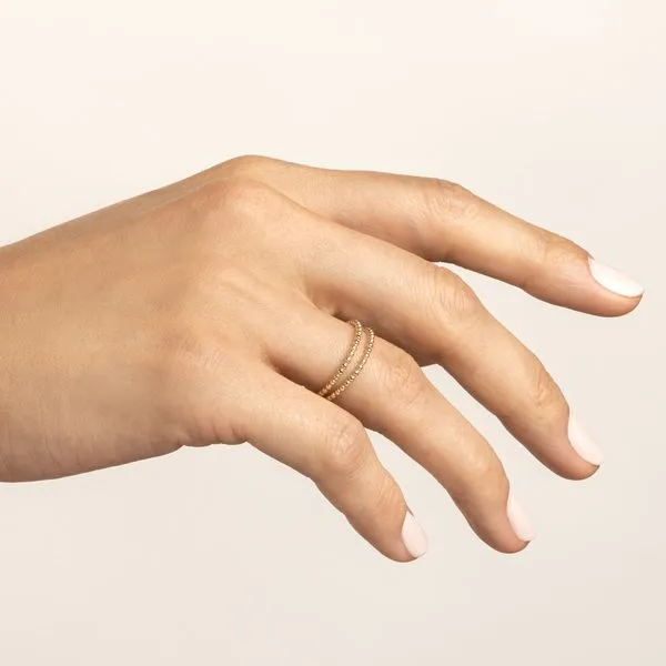 14K Yellow Gold Double Beaded Ring Image 3 Duke's Jewelers Springville, UT