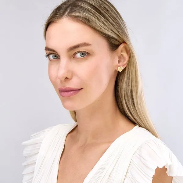 14K Yellow Gold Puff Heart Earrings Image 2 Duke's Jewelers Springville, UT