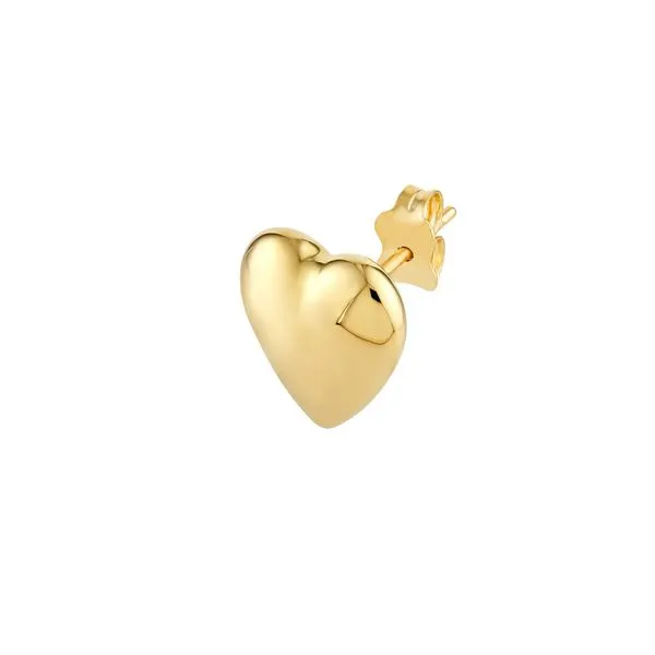 14K Yellow Gold Puff Heart Earrings Image 4 Duke's Jewelers Springville, UT