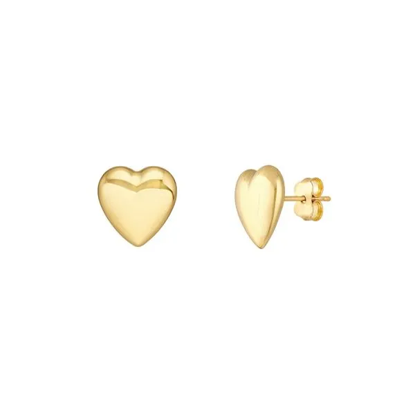 14K Yellow Gold Puff Heart Earrings Duke's Jewelers Springville, UT