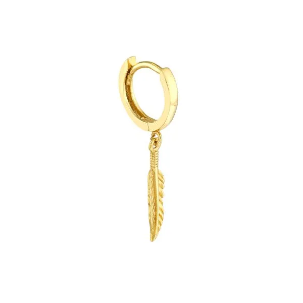 14K Yellow Gold Feather Drop Earrings Image 2 Duke's Jewelers Springville, UT
