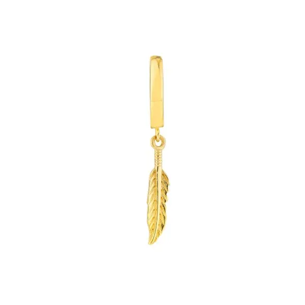 14K Yellow Gold Feather Drop Earrings Image 3 Duke's Jewelers Springville, UT
