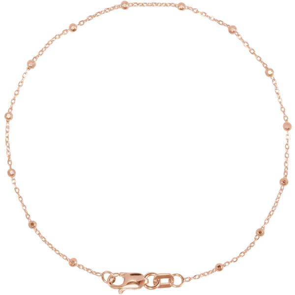 Rose Gold Beaded Cable Chain Bracelet Duke's Jewelers Springville, UT