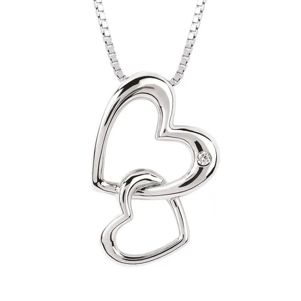 Double Hearts Diamond Pendant In Sterling Silver Duke's Jewelers Springville, UT
