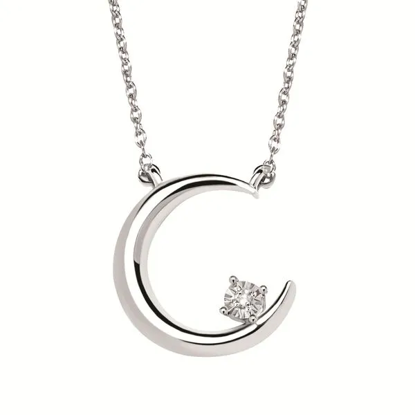 Sterling Silver Moon Diamond Necklace Duke's Jewelers Springville, UT