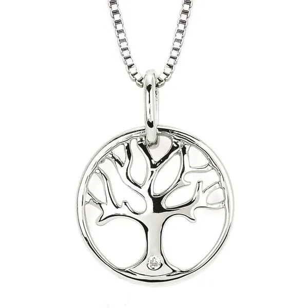 Tree of Life Diamond Necklace in Sterling Silver -- .01CTW Duke's Jewelers Springville, UT