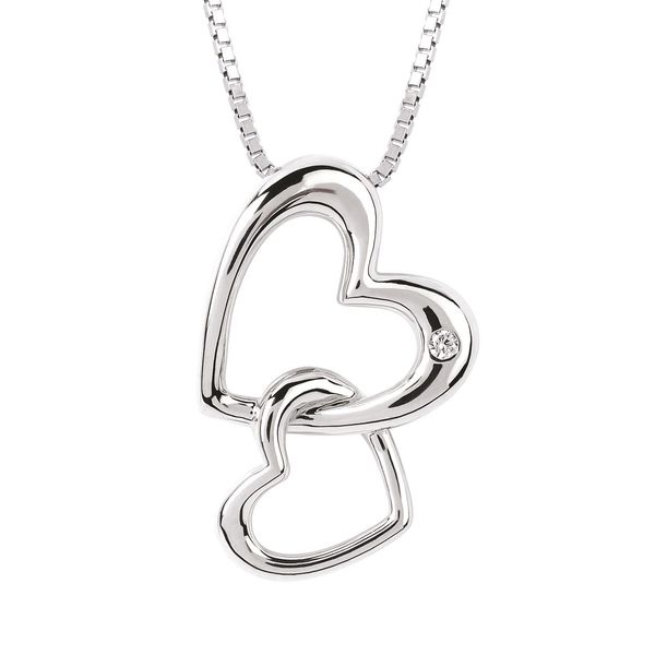 Double Hearts Diamond Pendant In Sterling Silver Duke's Jewelers Springville, UT
