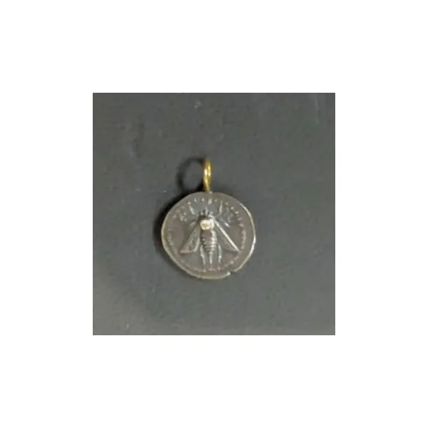 Antiqued Sterling Silver & 24k Gold 'Ephesus' Queen Bee Pendant with Natural Diamond Duke's Jewelers Springville, UT