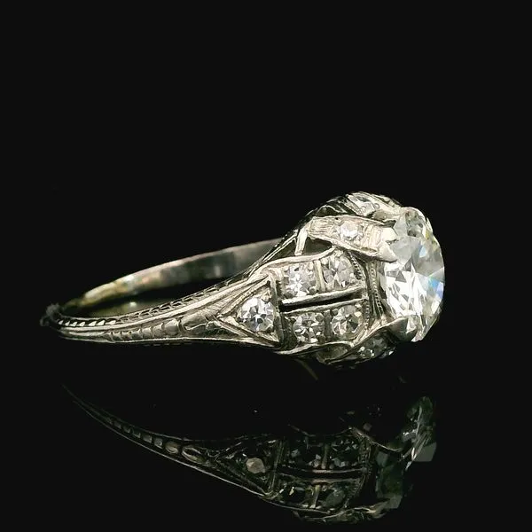 Antique Platinum Old European Cut Diamond Engagement Ring Image 2 Duke's Jewelers Springville, UT