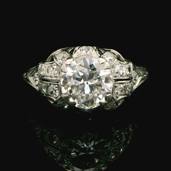 Antique Platinum Old European Cut Diamond Engagement Ring Duke's Jewelers Springville, UT