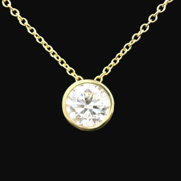 Round Bezel Set Lab Created Diamond Necklace Duke's Jewelers Springville, UT