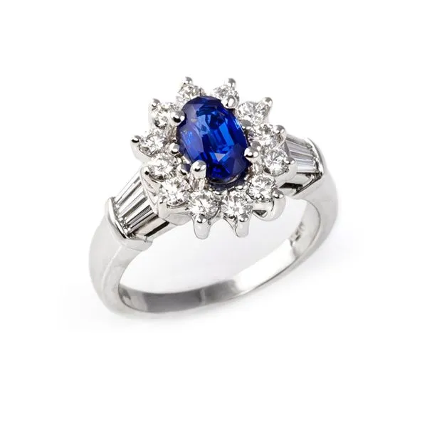 14K White Gold Sapphire and Diamond Ring Elgin's Fine Jewelry Baton Rouge, LA