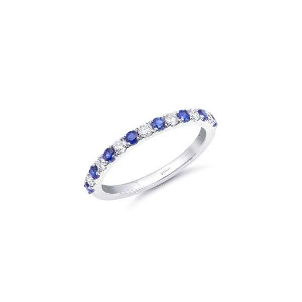 14K White Gold Sapphire And Diamond Stackable Ring Elgin's Fine Jewelry Baton Rouge, LA