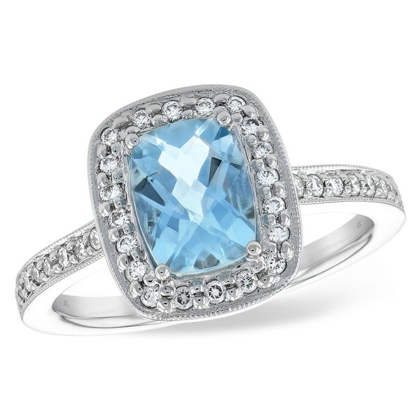 14K White Gold Aquamarine and Diamond Ring Elgin's Fine Jewelry Baton Rouge, LA