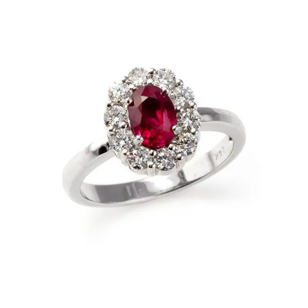 14K White Gold Ruby and Diamond Ring Elgin's Fine Jewelry Baton Rouge, LA