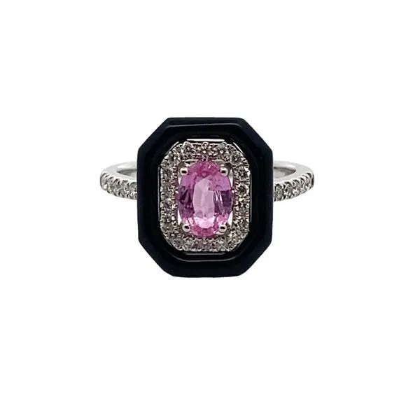 14K Pink Sapphire & Black Onyx Ring Elgin's Fine Jewelry Baton Rouge, LA