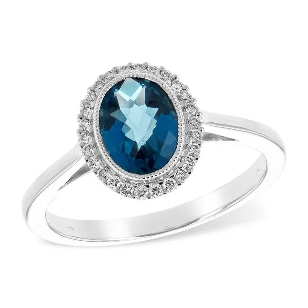 14K White Gold Blue Topaz and Diamond Ring Elgin's Fine Jewelry Baton Rouge, LA