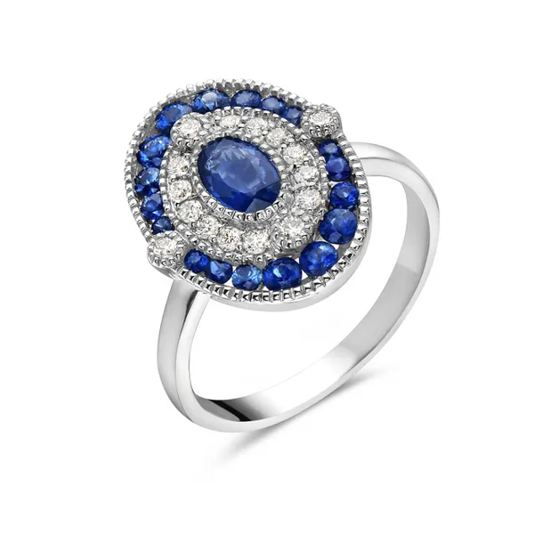 14K White Gold Sapphire and Diamond Ring Elgin's Fine Jewelry Baton Rouge, LA