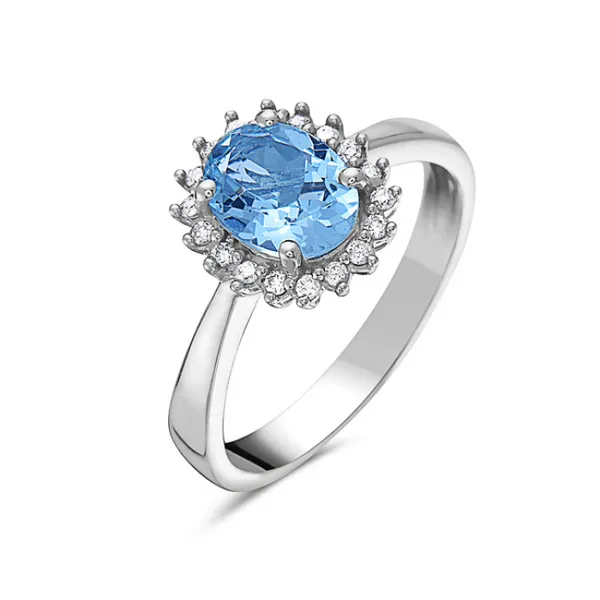 14K White Gold Aquamarine and Diamond Ring Elgin's Fine Jewelry Baton Rouge, LA