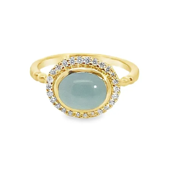 14K Aquamarine Halo Ring Elgin's Fine Jewelry Baton Rouge, LA