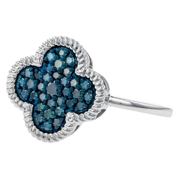 Blue Diamond Clover Ring Image 2 Elgin's Fine Jewelry Baton Rouge, LA