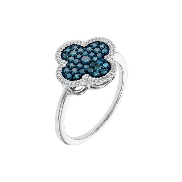 Blue Diamond Clover Ring Image 3 Elgin's Fine Jewelry Baton Rouge, LA