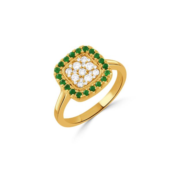 18k Yellow Gold Diamond Tsavorite Ring Elgin's Fine Jewelry Baton Rouge, LA