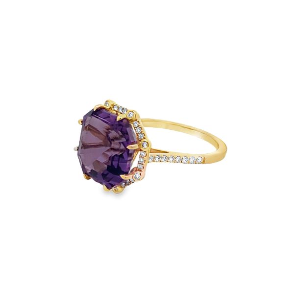Asscher Cut Amethyst & Diamond Ring Image 2 Elgin's Fine Jewelry Baton Rouge, LA