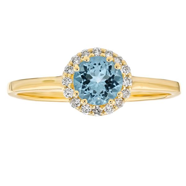 Aquamarine & Diamond Halo March Birthstone Ring Elgin's Fine Jewelry Baton Rouge, LA