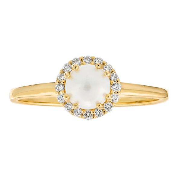 Pearl & Diamond Halo June Birthstone Ring Elgin's Fine Jewelry Baton Rouge, LA