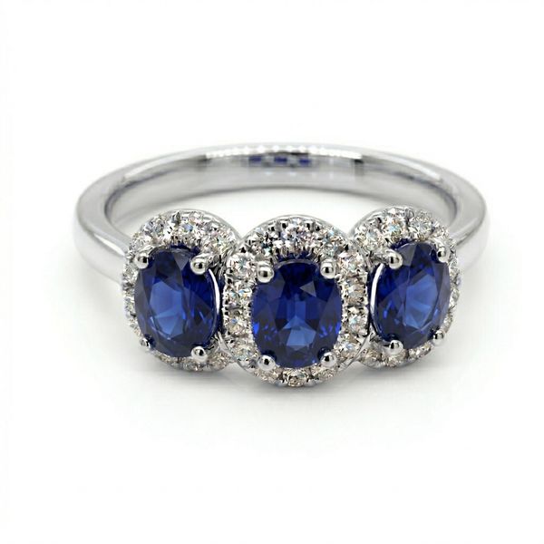 Three Stone Sapphire Diamond Ring Elgin's Fine Jewelry Baton Rouge, LA