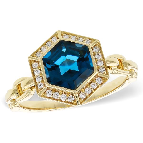 14kt Gold London Blue Topaz and Diamond Ring Elgin's Fine Jewelry Baton Rouge, LA
