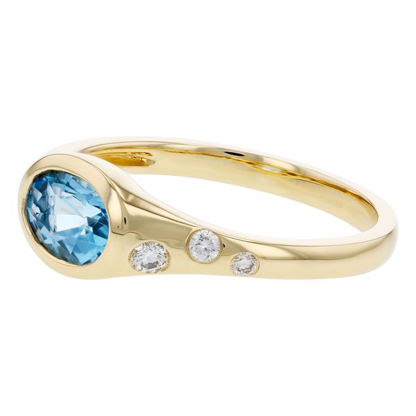 14kt Yellow Gold Oval Blue Topaz and Diamond Ring Image 2 Elgin's Fine Jewelry Baton Rouge, LA