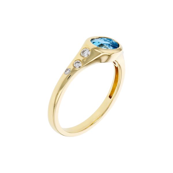 14kt Yellow Gold Oval Blue Topaz and Diamond Ring Image 3 Elgin's Fine Jewelry Baton Rouge, LA