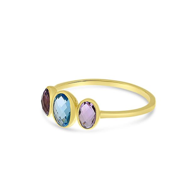 14kt Yellow Gold Oval Blue Topaz and Amethyst Ring Image 2 Elgin's Fine Jewelry Baton Rouge, LA