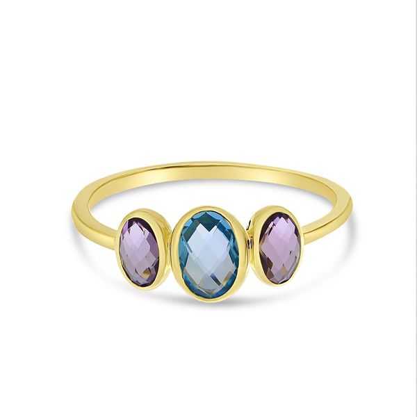 14kt Yellow Gold Oval Blue Topaz and Amethyst Ring Elgin's Fine Jewelry Baton Rouge, LA