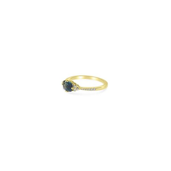 14kt Yellow Gold London Blue Topaz and Diamond Ring Image 2 Elgin's Fine Jewelry Baton Rouge, LA