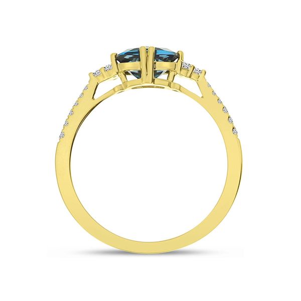 14kt Yellow Gold London Blue Topaz and Diamond Ring Image 4 Elgin's Fine Jewelry Baton Rouge, LA