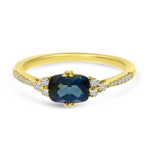 14kt Yellow Gold London Blue Topaz and Diamond Ring Elgin's Fine Jewelry Baton Rouge, LA
