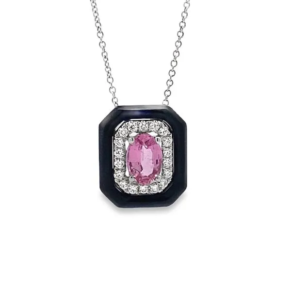 14K Pink Sapphire & Black Onyx Pendant Elgin's Fine Jewelry Baton Rouge, LA